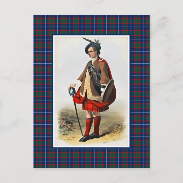 Postal Clan MacNab Ilustracion Vintage Tartán Frame (Anverso)