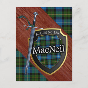 Postal Clan MacNeil Tartan Sword & Shield