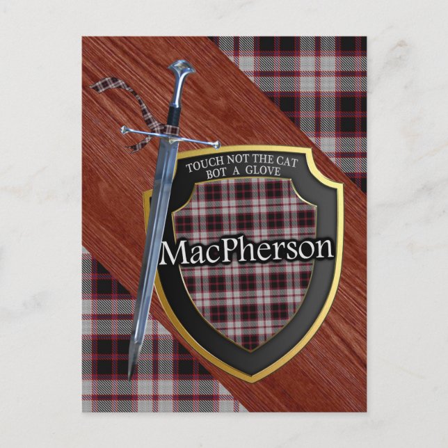 Postal Clan MacPherson Tartan Sword & Shield (Anverso)