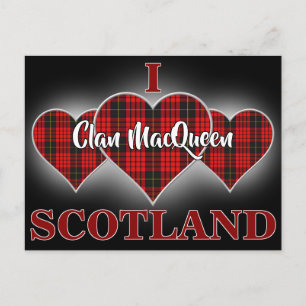 Postal Clan MacQueen I Love Scotland Tartan Heart