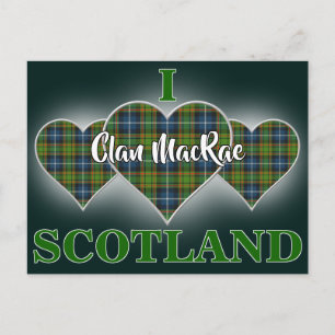 Postal Clan MacRae I Love Scotland Hunting Tartan Heart