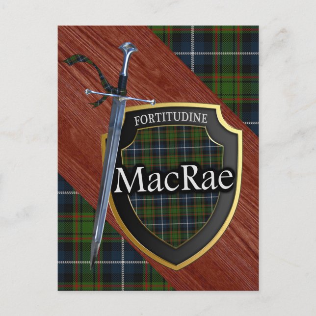 Postal Clan MacRae Tartan Sword & Shield (Anverso)