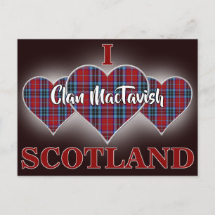 Postal Clan MacTavish I Love Scotland Tartán Corazón