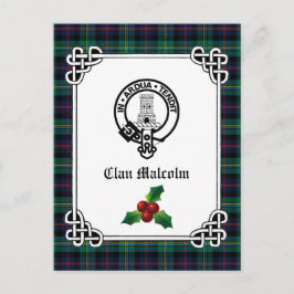 Postal Clan Malcolm Escudo Badge & Tartan Holiday