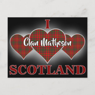 Postal Clan Matheson I Love Scotland Tartan Heart
