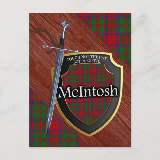 Postal Clan McIntosh Tartan Sword & Shield (Anverso)