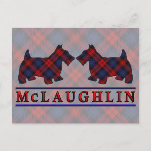 Postal Clan McLaughlin MacLachlan Tartan Scottie Dogs