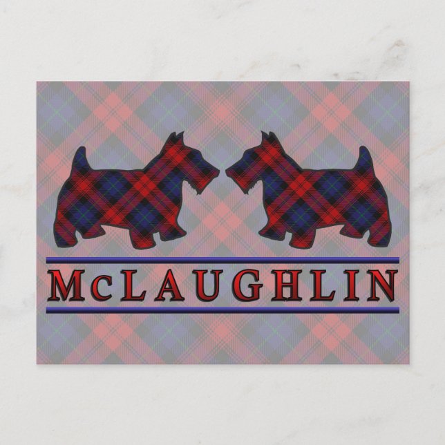 Postal Clan McLaughlin MacLachlan Tartan Scottie Dogs (Anverso)
