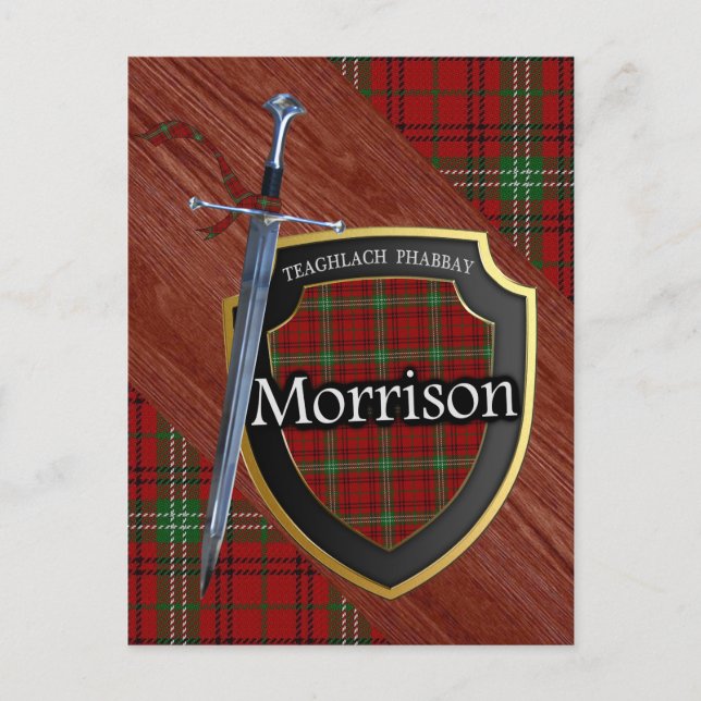 Postal Clan Morrison Tartan Sword & Shield (Anverso)