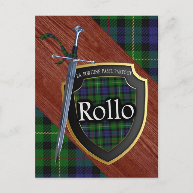 Postal Clan Rollo Tartan Sword & Shield (Anverso)