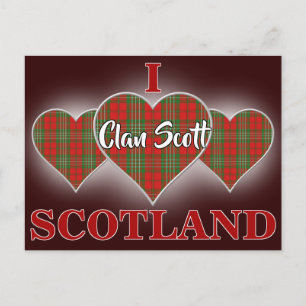 Postal Clan Scott I Love Scotland Tartan Heart