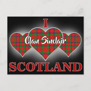 Postal Clan Sinclair I Love Scotland Tartan Heart