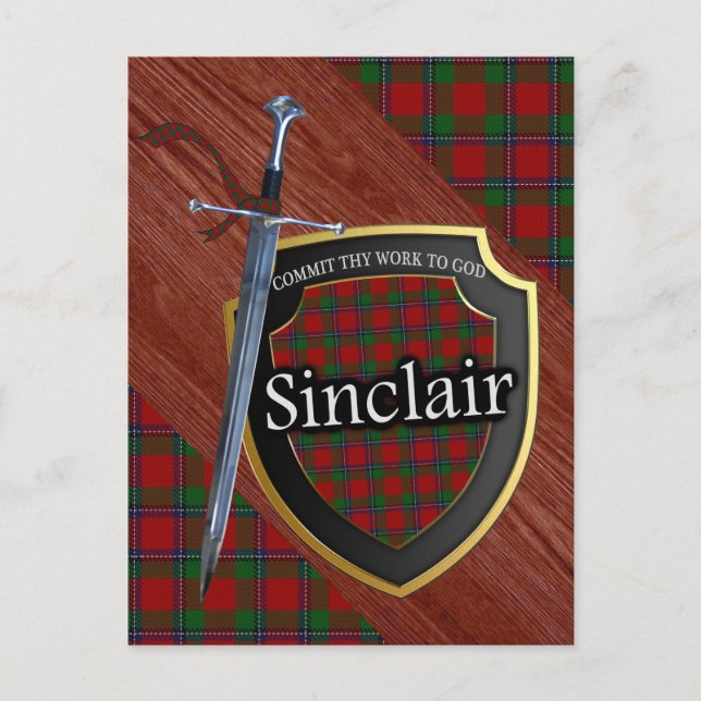 Postal Clan Sinclair Tartan Sword & Shield (Anverso)