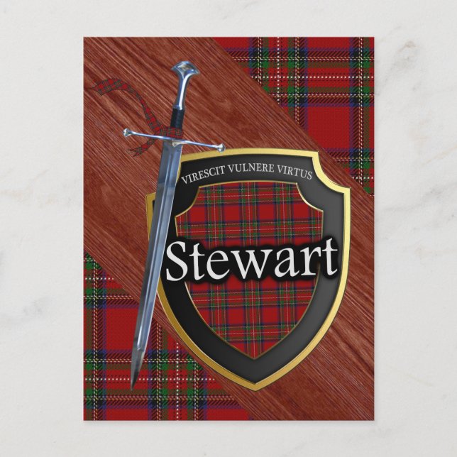 Postal Clan Stewart Tartan Sword & Shield (Anverso)