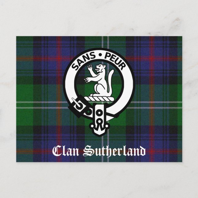 Postal Clan Sutherland Escudo y Tartán (Anverso)