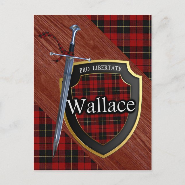 Postal Clan Wallace Tartan Sword & Shield (Anverso)