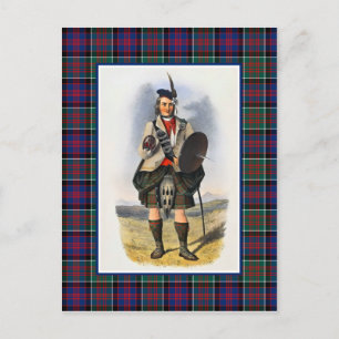 Postal Clanranald Vintage Ilustracion Tartán Frame