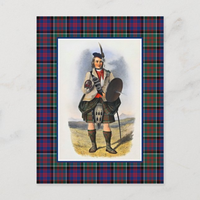Postal Clanranald Vintage Ilustracion Tartán Frame (Anverso)