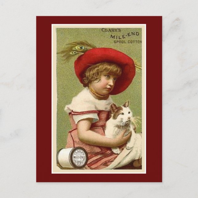 Postal Clara niño con gato (Anverso)