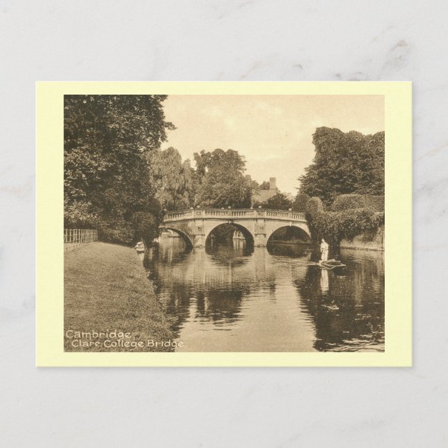 Postal Clare College Bridge, Cambridge England Vintage (Anverso)
