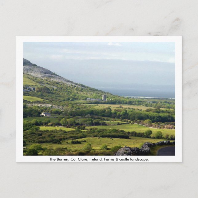 Postal Clare, Irlanda, granjas y campos de Kilfenora (Anverso)