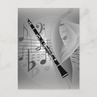 Postal Clarinet con acentos musicales