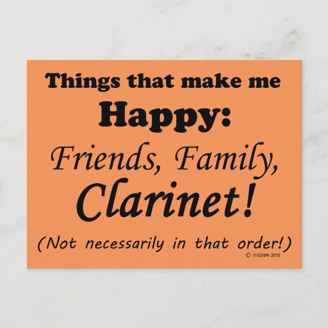 Postal Clarinet me hace feliz (Anverso)