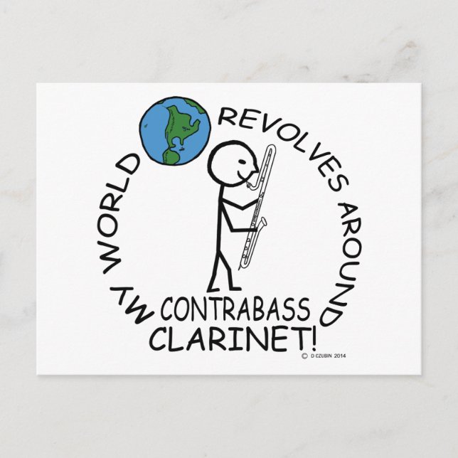 Postal Clarinete de contrabass - El mundo gira (Anverso)