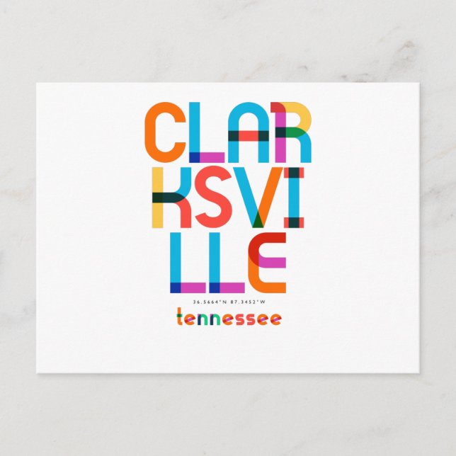 Postal Clarksville Tennessee Mid Century, Pop Art, (Anverso)