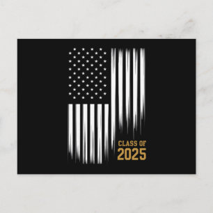 Postal Clase de 2025 Bandera Americana de Graduación de S