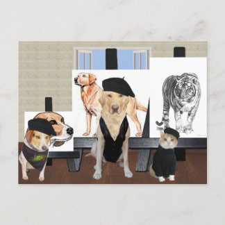 Postal Clase de arte Mascota divertida de personalizable
