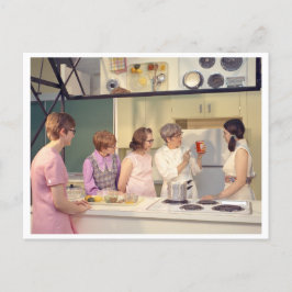 Postal Clase de cocina de época de los años 70
