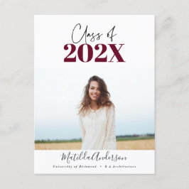 Postal clase de fotografía de escritura burgundy moderna