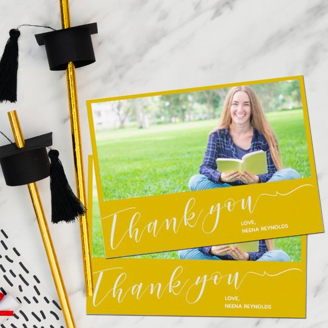 Postal Clase de Graduación de Foto Amarilla 2023 Gracias (Subido por el creador)