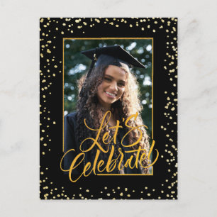 Postal Clase de Graduación Elegante de Confetti Gold 2023