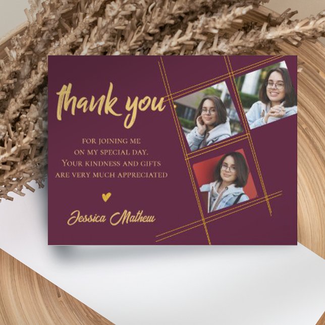 Postal Clase de Graduación Multifoto Roja 2023 Gracias (Subido por el creador)