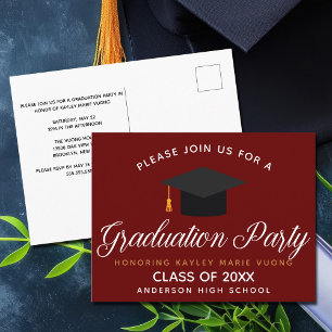 Postal Clase de graduación roja de 2023 Fiesta escolar pe