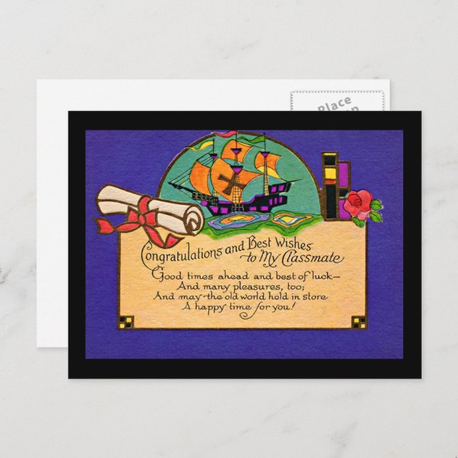 Postal Clase de Graduación Vintage (Anverso / Reverso)