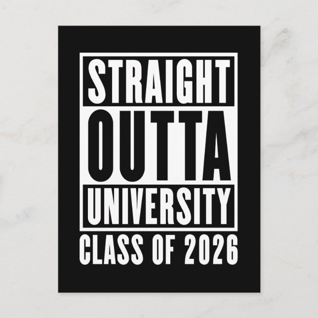 Postal Clase de la Universidad Straight Outta de 2026 (Anverso)