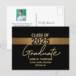 Postal Clase de oro negro de la foto de graduación de 202