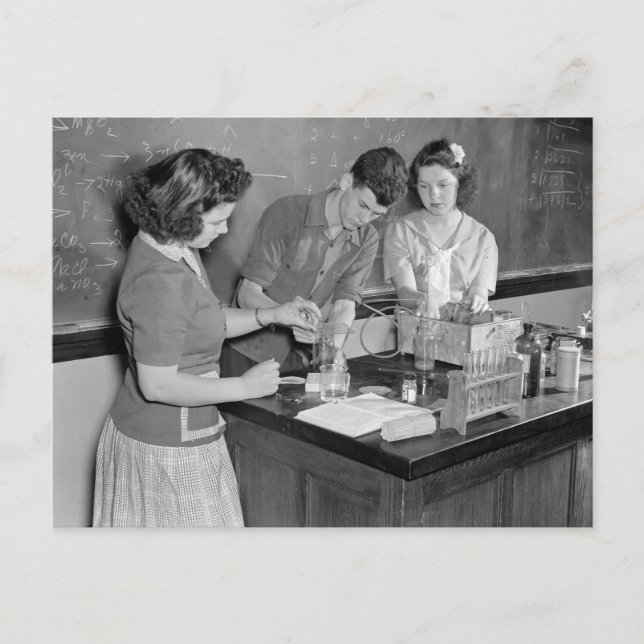 Postal Clase de Química, 1943 (Anverso)