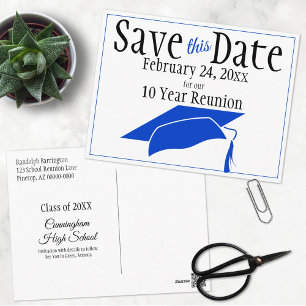 Postal Clase De Reunión Guardar La Fecha Azul De Graduaci