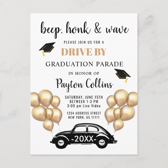 Postal Clase divertida de 2024 DRIVE BY Graduation Party  (Anverso)
