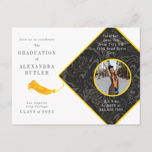 Postal Clase Gold Tassel Photo Script de Graduación 2023 (Anverso)