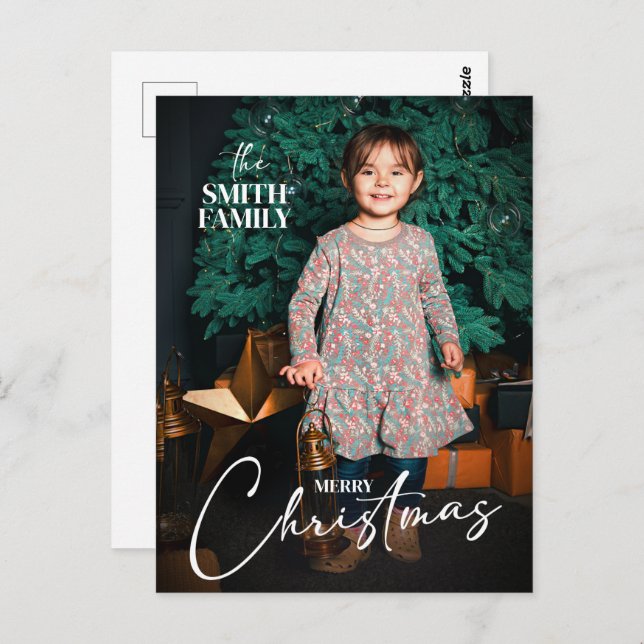 Postal Clásica Alegría Feliz Navidad Festividad Niños Fot (Anverso / Reverso)