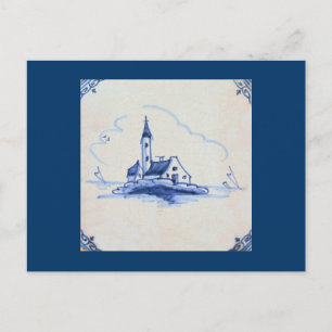 Postal Clásica Antiquaria Delft Blue Tile - Iglesia
