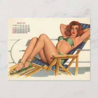 Postal Clásica! Arte chica vintage de 1950 pines