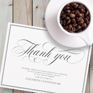 Postal Clásica caligrafía de guión cursivo en memoria de 