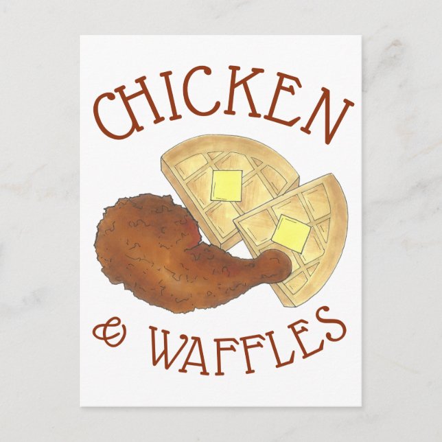 Postal Clásica comida del Alma frita pollo frito y Waffle (Anverso)