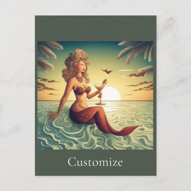 Postal Clásica Martini Mermaid Thunder_Cove (Anverso)